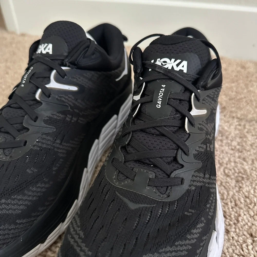 Hoka Gaviota 4 Running Shoes Mens 10.5 Black White 1123198 Stability Sneakers